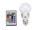 3W Λάμπα Γλόμπος LED Ε27 RGB με Τηλεκοντρόλ 16 Χρωμάτων