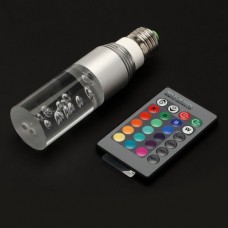LED Λάμπα Κρύσταλλο E27 3W RGB 16 Χρωμάτων με IR Remote Control