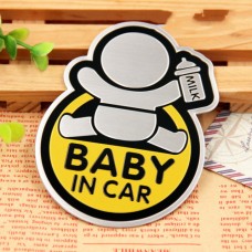 Baby in Car Αυτοκόλλητο Αυτοκινήτου Αλουμινίου Yellow